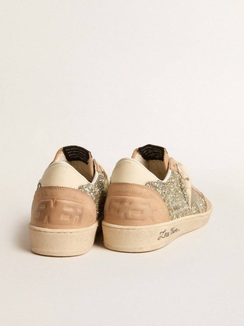 Golden Goose Women Ball Star Women's Ball Star In Platinum Glitter With Cream Leather Star And Nubuck Toe - Image 4