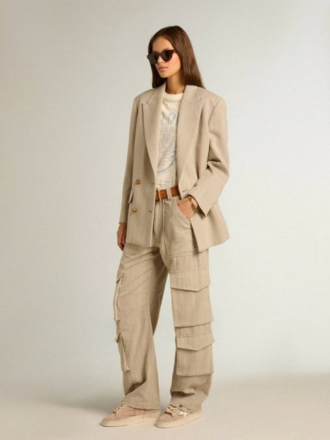 Golden Goose Women Beige Women’s Beige Double-Breasted Blazer With Button Fastening Blazers - Image 3