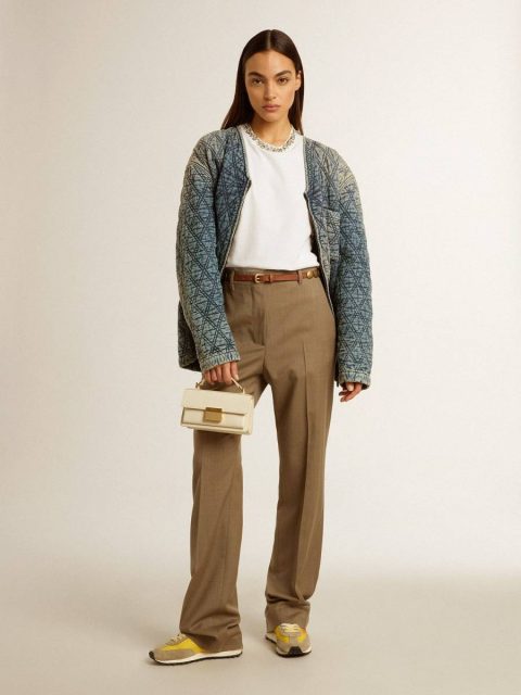 Golden Goose Women Coats & Jackets Women's Blue Quilted Jacket In Cotton Denim With Distressed Finish Stonewashed Blue - Image 3