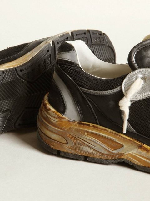 Golden Goose Women Dad-Star Women's Dad-Star In Black Mesh And Nappa With Ice-Colored Star - Image 4