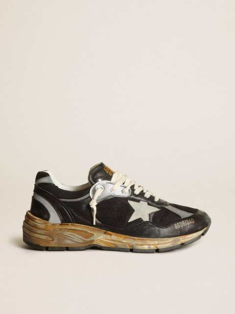Golden Goose Women Dad-Star Women's Dad-Star In Black Mesh And Nappa With Ice-Colored Star