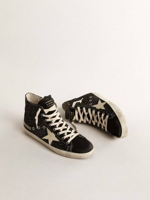 Golden Goose Women Francy Penstar Ltd In Glitter With Ivory Star And Black Heel Tab Francy - Image 2