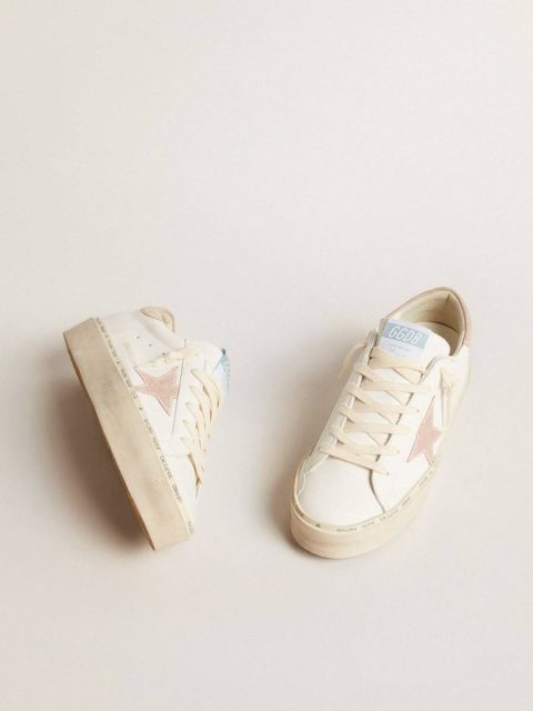 Golden Goose Women Hi Star White Women's Hi Star Ltd With Old Rose Suede Star And Heel Tab With Pearls - Image 2