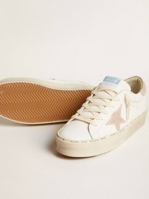 Golden Goose Women Hi Star White Women's Hi Star Ltd With Old Rose Suede Star And Heel Tab With Pearls - Image 3