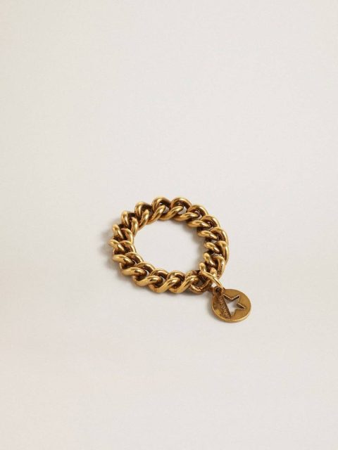 Golden Goose Women Jewelry Ring In Antique Gold Color With Flexible Links Antique Gold