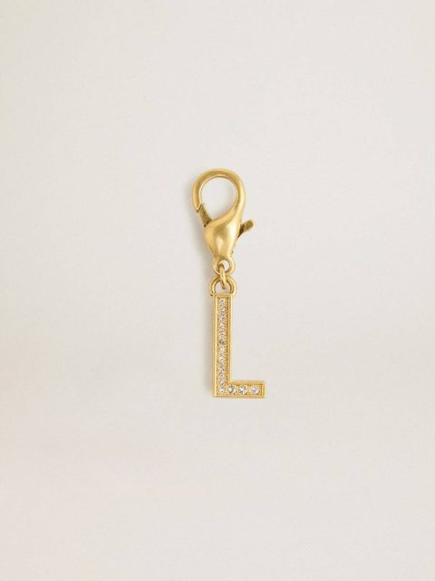 Golden Goose Women Letter L Charm In Gold-Colored Brass With Crystals Gold Bag Accessories