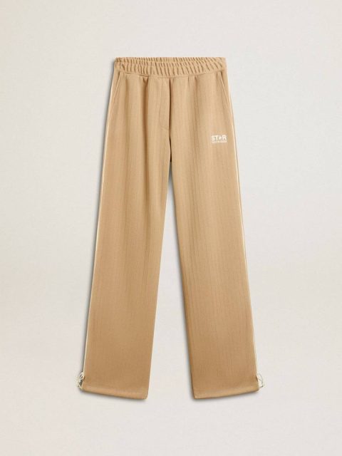 Golden Goose Women Light Beige Jeans & Pants Women’s Light Beige Joggers With White Logo
