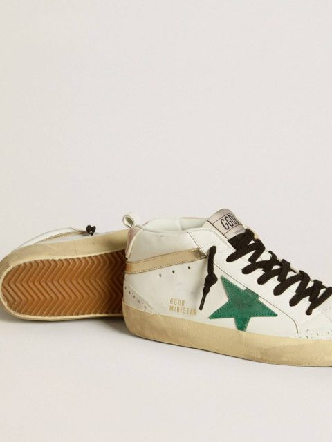 Golden Goose Women Mid Star Bio-Based Mid Star With Green Suede Star And Pink Suede Heel Tab - Image 3