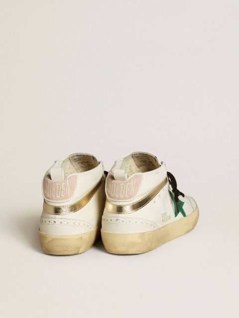 Golden Goose Women Mid Star Bio-Based Mid Star With Green Suede Star And Pink Suede Heel Tab - Image 4