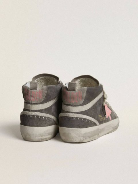 Golden Goose Women Mid Star Mid Star In Gray Suede With Pink Laminated Leather Star - Image 4