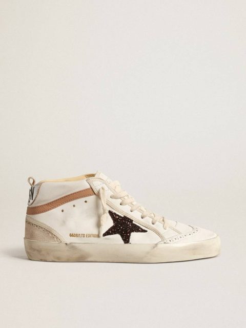Golden Goose Women Mid Star Mid Star Ltd In Nappa With Glitter Star And Nude Leather Flash
