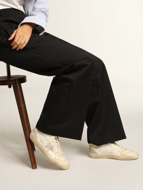 Golden Goose Women Mid Star Women's Mid Star With Star In Light Gray Suede And Gold Flash White And Ivory - Image 3