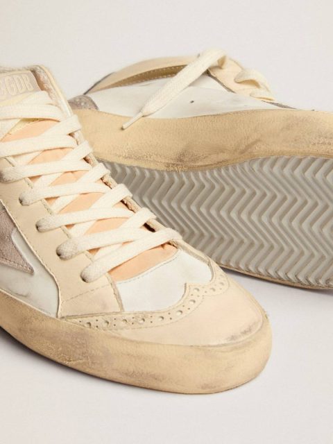 Golden Goose Women Mid Star Women's Mid Star With Star In Light Gray Suede And Gold Flash White And Ivory - Image 4