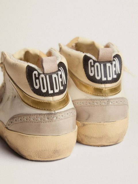 Golden Goose Women Mid Star Women's Mid Star With Star In Light Gray Suede And Gold Flash White And Ivory - Image 5