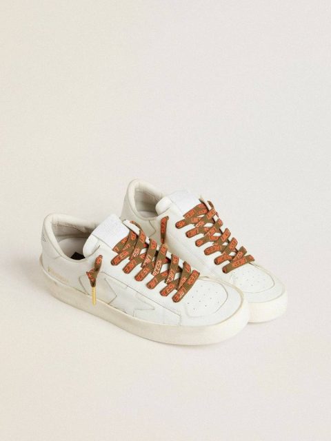 Golden Goose Women Military Green Military-Green Laces With Contrasting Orange ‘Laces’ Lettering Laces - Image 3