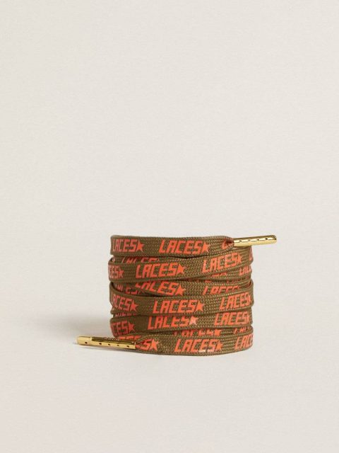 Golden Goose Women Military Green Military-Green Laces With Contrasting Orange ‘Laces’ Lettering Laces