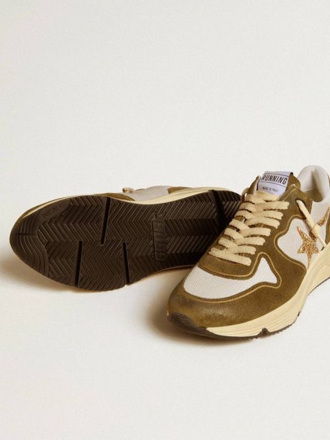 Golden Goose Women Running Sole Women’s Running Sole In Brown Suede And Mesh With Gold Glitter Star - Image 3