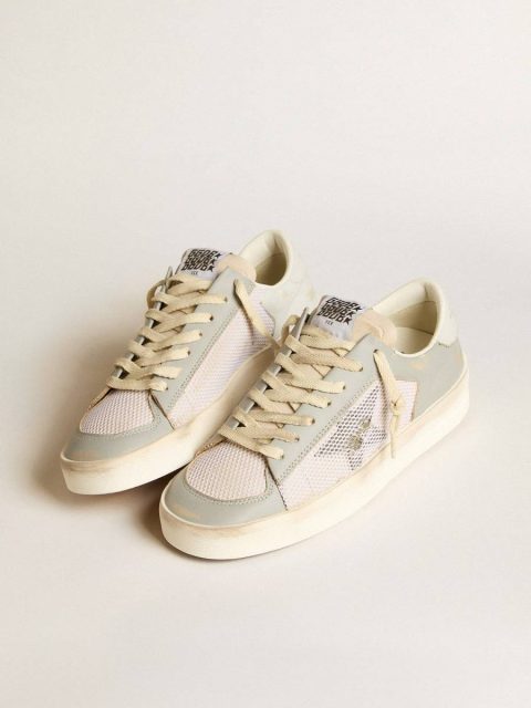 Golden Goose Women Stardan In Gray Nappa Leather And White Mesh With Gray Leather Star Stardan - Image 2