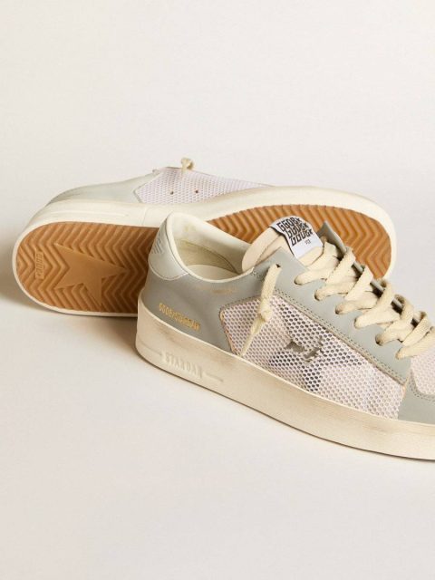 Golden Goose Women Stardan In Gray Nappa Leather And White Mesh With Gray Leather Star Stardan - Image 3
