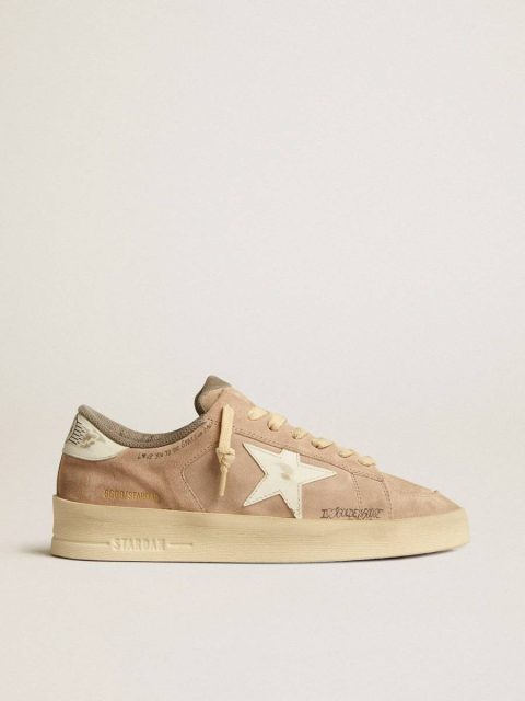 Golden Goose Women Stardan In Old Rose Suede With White Leather Star And Heel Tab Stardan