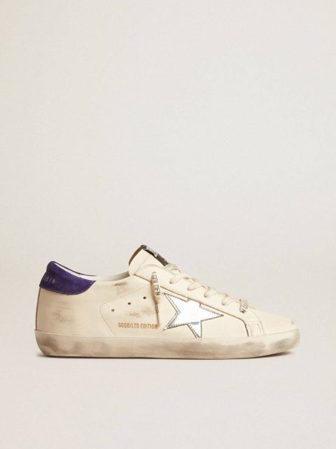 Golden Goose Women Super-Star Ltd In Nappa With Metallic Star And Purple Suede Heel Tab Super-Star