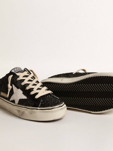Golden Goose Women Super-Star Sabot Super-Star Sabots In Black Glitter With White Bio-Based Star - Image 3