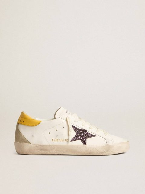 Golden Goose Women Super-Star Women’s Bio-Based Super-Star With Red Glitter Star And Leather Heel Tab