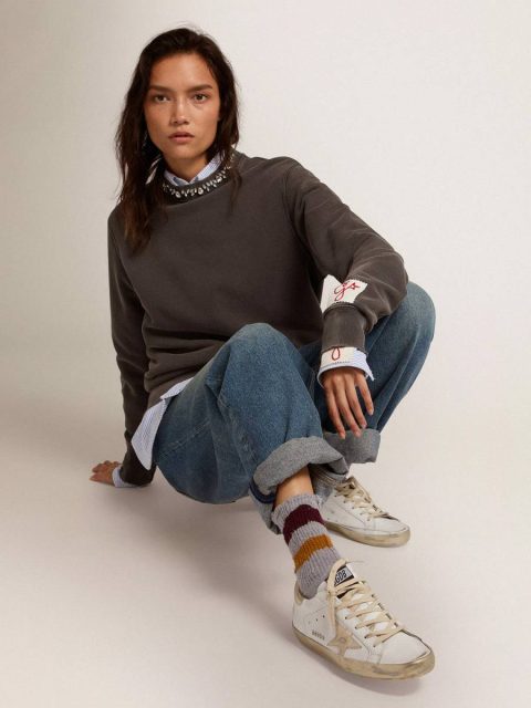 Golden Goose Women Super-Star Women's Super-Star With Gold Sparkle Foxing And Metal Stud Lettering - Image 3