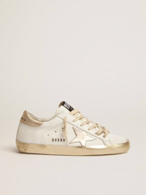 Golden Goose Women Super-Star Women's Super-Star With Gold Sparkle Foxing And Metal Stud Lettering