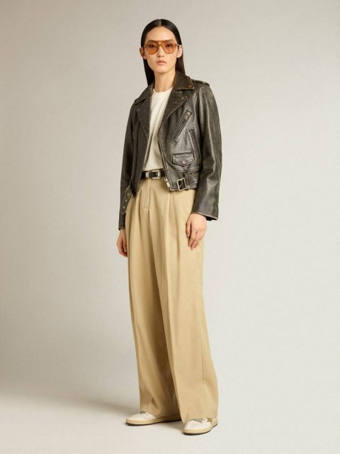 Golden Goose Women T-Shirts & Tops Aged White T-Shirt In Aged White With Reverse Logo On The Back - Jersey Capsule - Image 3