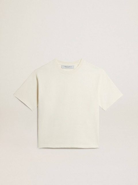 Golden Goose Women T-Shirts & Tops Aged White T-Shirt In Aged White With Reverse Logo On The Back - Jersey Capsule