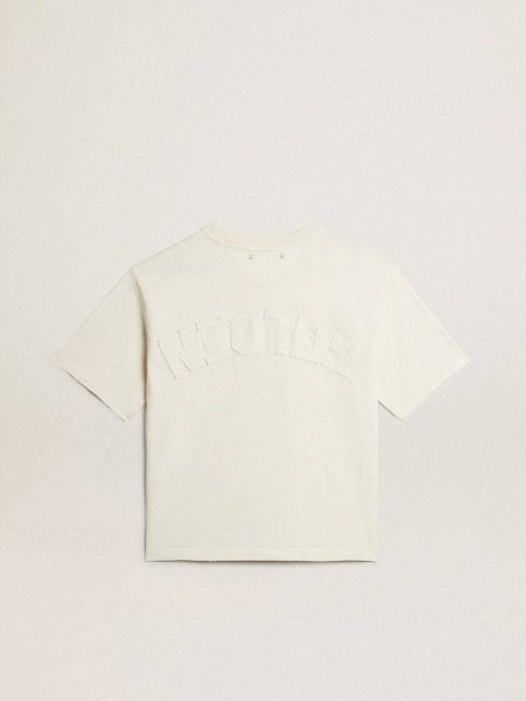 Golden Goose Women T-Shirts & Tops Aged White T-Shirt In Aged White With Reverse Logo On The Back - Jersey Capsule - Image 5
