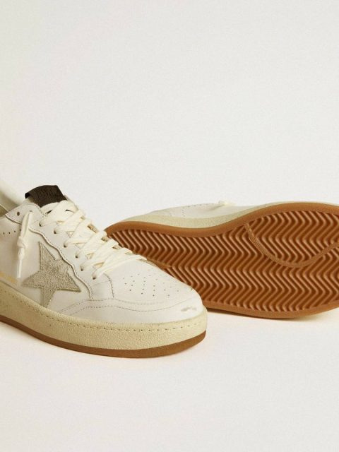 Golden Goose Women White Ball Star Women's Ball Star With Ice-Gray Suede Star And Glossy Black Leather Heel Tab - Image 3