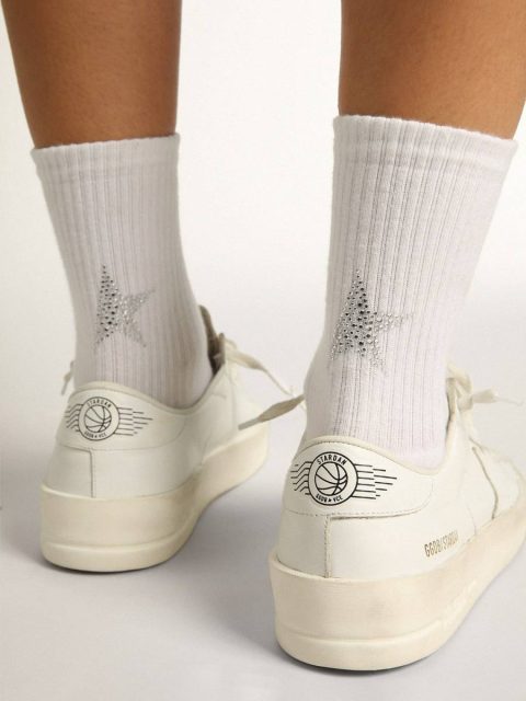 Golden Goose Women White White Socks With Crystal Star On The Back Socks - Image 3