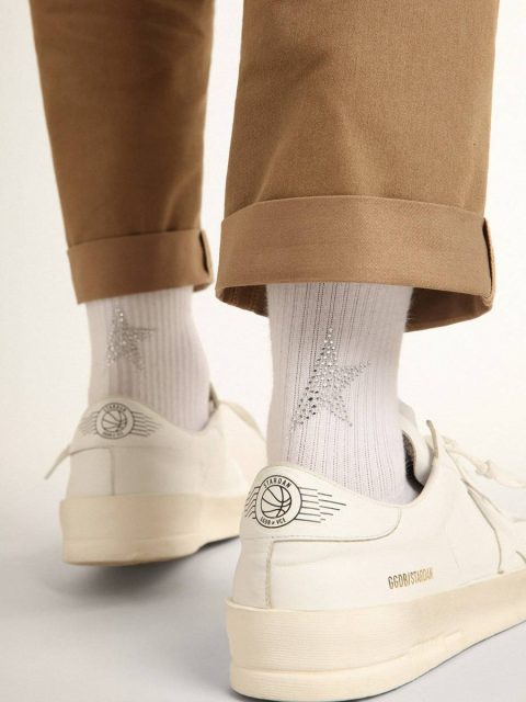 Golden Goose Women White White Socks With Crystal Star On The Back Socks - Image 4