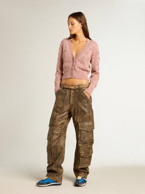 Golden Goose Women Women's Aged Brown Nappa Leather Cargo Pants Aged Brown Jeans & Pants - Image 3