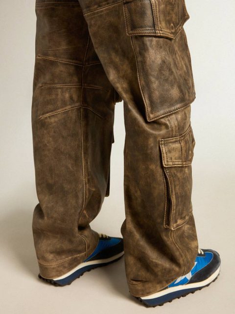 Golden Goose Women Women's Aged Brown Nappa Leather Cargo Pants Aged Brown Jeans & Pants - Image 5