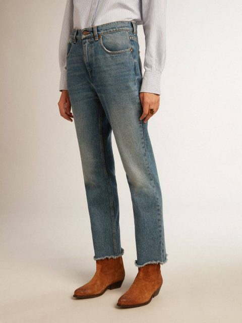 Golden Goose Women Women's Cropped Flared Jeans With Medium Wash Blue Jeans & Pants - Image 2