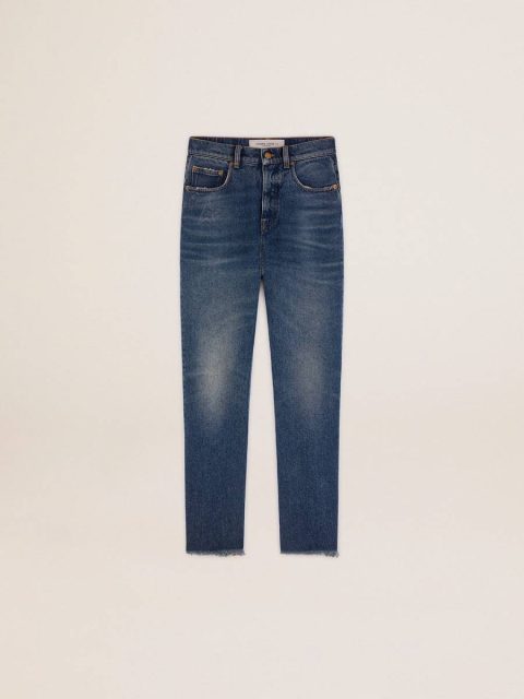 Golden Goose Women Women's Cropped Flared Jeans With Medium Wash Blue Jeans & Pants