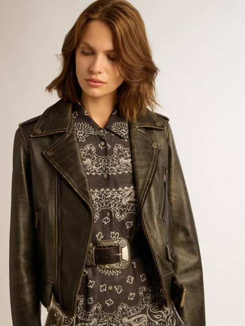 Golden Goose Women Women’s Leather Biker Jacket Black Coats & Jackets - Image 2