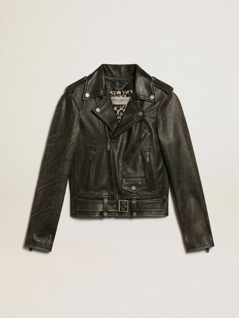 Golden Goose Women Women’s Leather Biker Jacket Black Coats & Jackets