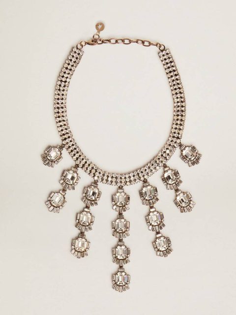 Golden Goose Women Women's Necklace In Antique Gold Color With Drop Crystals Antique Gold Jewelry