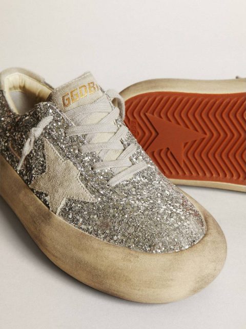 Golden Goose Women Women's Space-Star In Silver Glitter With Ice-Gray Star Space-Star - Image 3