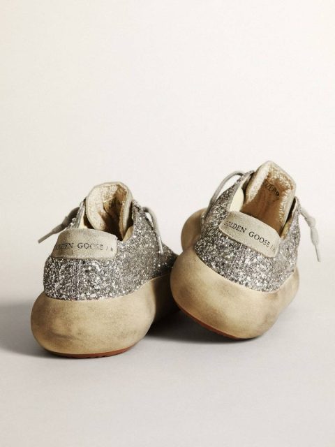 Golden Goose Women Women's Space-Star In Silver Glitter With Ice-Gray Star Space-Star - Image 4