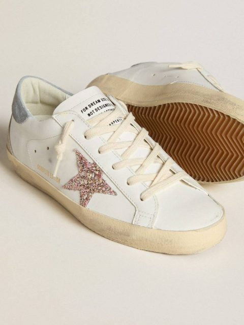 Golden Goose Women Women's Super-Star Ltd With Multicolor Glitter Star And Suede Heel Tab Super-Star White - Image 3