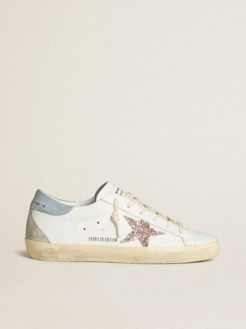 Golden Goose Women Women's Super-Star Ltd With Multicolor Glitter Star And Suede Heel Tab Super-Star White