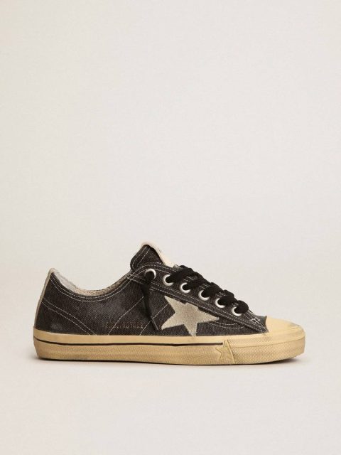 Golden Goose Women Women's V-Star Ltd In Black Canvas With Ice-Gray Star And Heel V-Star