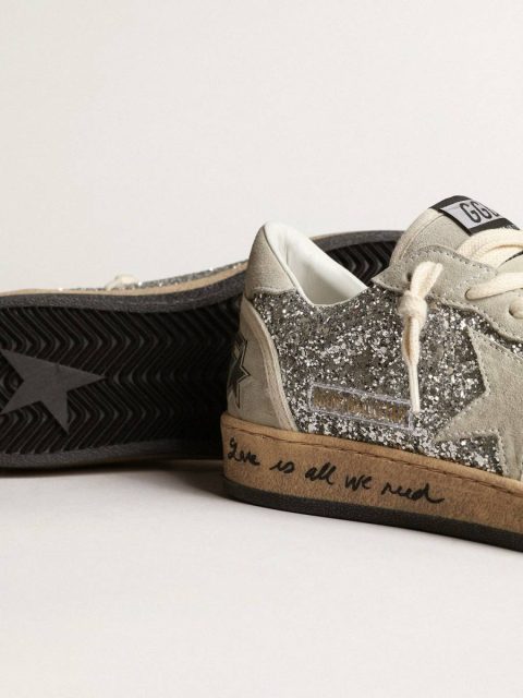 Golden Goose Women’s Ball Star In Silver Glitter With Ice-Gray Suede Inserts Ball Star Women - Image 4