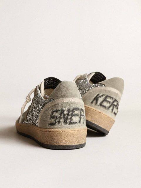 Golden Goose Women’s Ball Star In Silver Glitter With Ice-Gray Suede Inserts Ball Star Women - Image 5