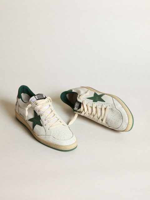 Golden Goose Women's Ball Star In White Nappa Leather With Green Leather Star And Heel Tab Women Ball Star - Image 2